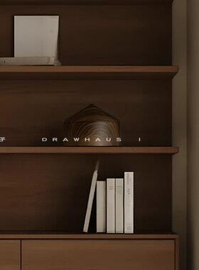 创意简约设计感木纹树脂锥形几何摆件轻奢样板间客厅书房软装饰品