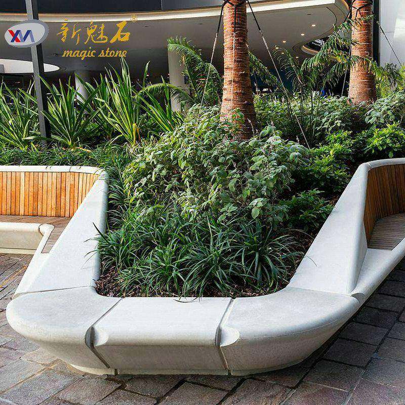 清水混凝土树池松木竹木与水泥组合户外公园景观座椅树池花池长椅,淘宝优惠券,粉丝福利购,淘宝优惠卷