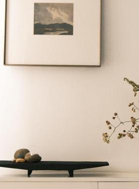 侘寂风装饰木质托盘长方形木盘高级感手工长盘民宿茶盘软装饰品