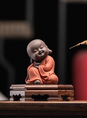 久造紫砂禅意小和尚摆件家居饰品创意摆设个性小沙弥客厅酒柜装饰