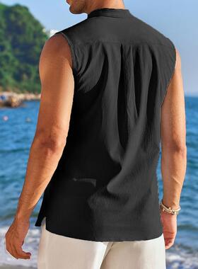 Men's semi open sleeveless base shirt, outdoor men's vest,