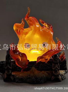 心脏的火苗火焰卡西法可发光火之恶魔 呼吸灯模型雕像树脂摆件