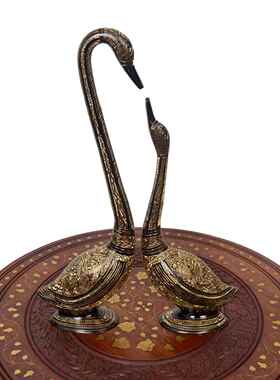 天鹅对雕刻品厅印度物AXQ进口工艺品动铜家摆件居客装饰品