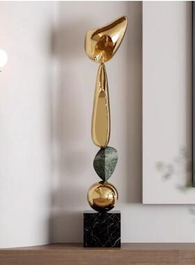 艺贝电轻镀抽运象子细长雕塑摆件现代奢石DS-2025-来转艺术客厅玄