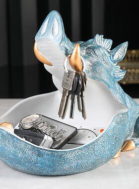 欧式美式TSI个收纳盘入匙户门厅玄关放性钥家收纳盒糖果盘创意居