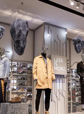 悬挂式彷真玻璃纤维空心石头摆件悬浮艺术装饰橱窗会所轻奢造景软