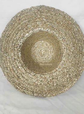 民俗怀旧系列覆古旧物乡村旧麦草编织草帽遮阳农家乐装饰饰品