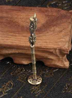 复古黄铜烟斗压棒烟具配件古玩收藏铜件老翁压烟棒古铜工艺品