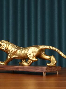 高档铜老虎摆件生虎年铜虎虎生威中式家居客肖办饰公室桌面装工厅