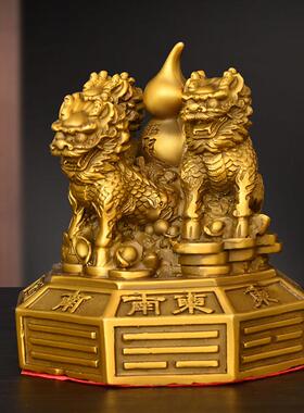 纯铜麒麟阵摆件黄铜麒麟护宝麒麟金钱麒麟八卦麒麟家居办公室装饰
