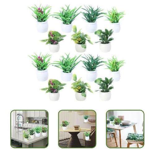 14 Pcs Mini Potted Landscape Faux Indoor Plants Houseplants - 图3