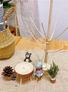 森系树枝装饰灯手工创意桌面摆件圣诞装饰原木树杈实木去皮卧室