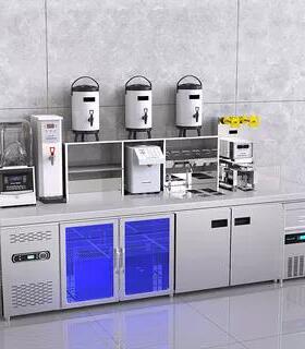 商用奶茶店水吧台冷藏工作台双温设备全套饮品店操作台冷柜不锈钢