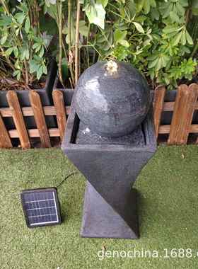 新款扭曲线条型创意流水喷泉园林家庭室内户外庭院太阳能摆件-3