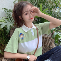 2020 Summer new foreign Pie polo shirts 100 hitch a short sleeve t-shirt womens net red overfire embroidered letter blouses