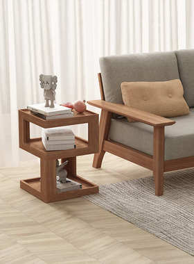 实木客厅柜创意床边柜现代简约小户型床头储物柜茶室茶桌置物架