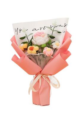 促销向日葵小花束手工编织毛线花束生日针织花成品毕业拍照