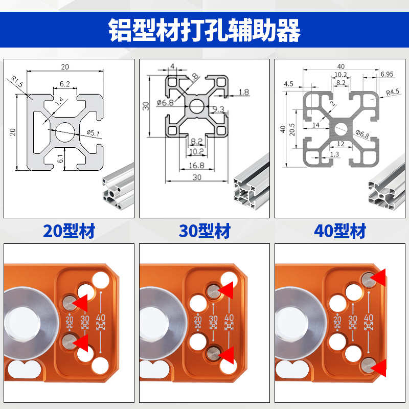 瑞图铝型材开孔辅助器203040铝材定位开孔国标欧标铝型材打孔器 - 图1