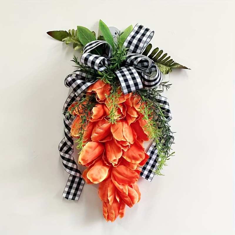 复活节胡萝卜倒挂花环2024背景墙装饰庭院大门挂壁挂装饰花圈 - 图2