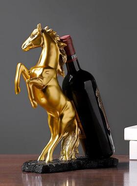 轻奢金马红酒架支架马到成功客厅酒柜家居装饰摆件树脂工艺品