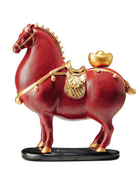 新中式唐马上有钱摆件办公室老板桌马到成功装饰乔迁客厅玄关开业