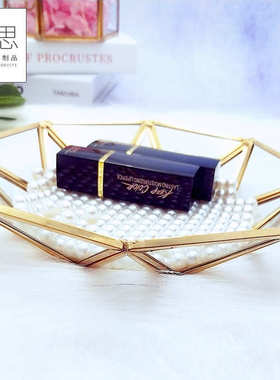 玻璃制品八角手工制品收纳盒创意时尚 小圆盘 玻璃首饰托盘摆饰