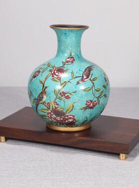 实木佛像底座新中式铜脚花瓶铜摆件工艺品家居装饰木托加高台定制