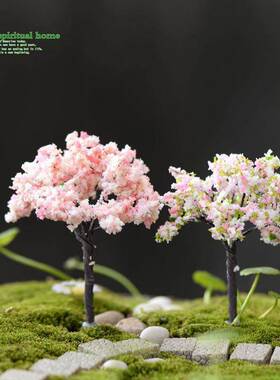 【热卖推荐】日本微景观多肉DIY材料摆件 樱花树小模型沙盘楼盘手