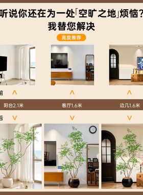 高端轻奢彷真绿色植物盆栽南天竹诧寂风室内客厅大型装饰高级彷生