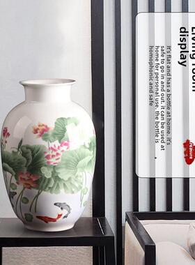 景德镇陶瓷器手绘粉彩花瓶摆件客厅插花干花家居中式工艺品花瓶