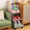 Yoga mat storage basket, sports and fitness equipment storage rack, iron trolley storage rack, badminton wheeled home