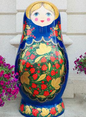 俄比熊雕塑玻璃纤维俄罗斯套娃卡通彩绘吉祥物雕塑商场商品馆雕塑