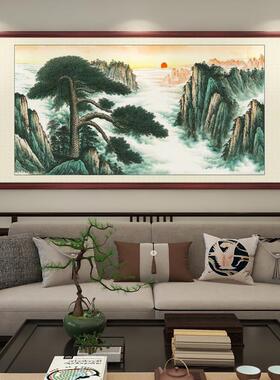 迎客松客厅挂画黄山国画背景墙壁画农村中堂画山水画办公室装饰画