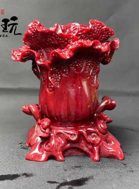 紫金砂批发货源客厅本命年白菜招财进宝红摆件居家台网摆直播朱砂