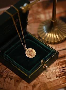 《深海旧梦》原创法式复古圆形女金币项链气质吊坠时尚潮流新品