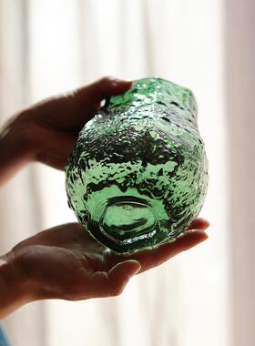 不规则玻璃花瓶绿色透明插花瓶子ins风小花器茶几餐桌清新摆件