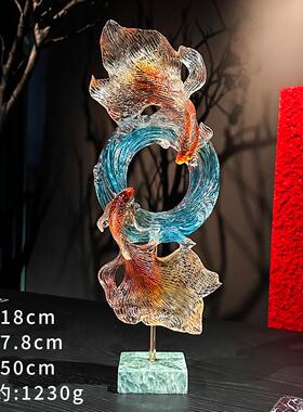 锦鲤鱼摆件入户玄关客厅电视柜壁龛软装饰品办公室高端大气上档次