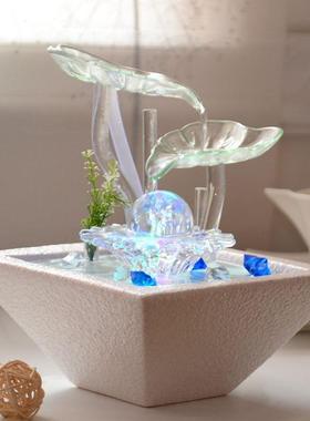 高档乔厅迁送饰礼客装品流水桌面小喷泉摆陶瓷水晶球创设意加湿器
