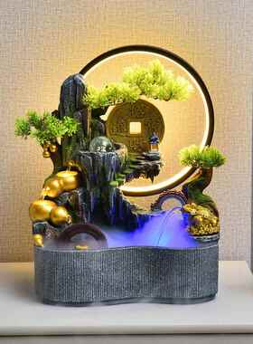 假山流水摆件循环水喷泉装饰园林绿化客厅茶室桌面运势风水轮乔迁