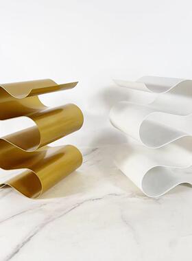 现代简约金属形酒架样板房酒柜书件房客厅餐厅桌面S02175装饰摆红