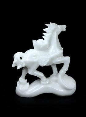 马摆件天然阿富汗白玉马上有钱生肖马客厅玄关办公室装饰开业礼品