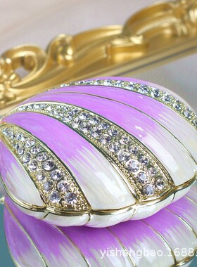金属珐琅首饰盒七宝烧手工艺品创意网红轻奢珍珠贝壳摆件家居饰品