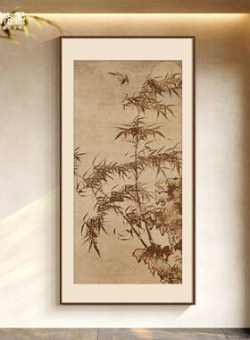 山水画宋代美学禅意玄关挂画新中式入户走廊过道背景墙竖版装饰画