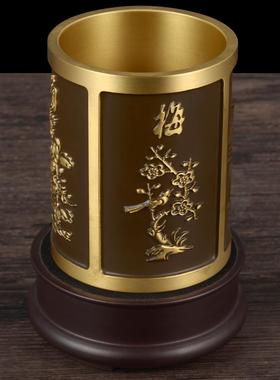 高档铜笔筒摆件档礼品礼物办桌面退休纪室公念高品实用