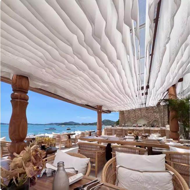 网红风动吊顶纱幔景区户外海边遮阳装饰庭院餐厅婚礼酒店民宿布置,淘宝优惠券,粉丝福利购,淘宝优惠卷