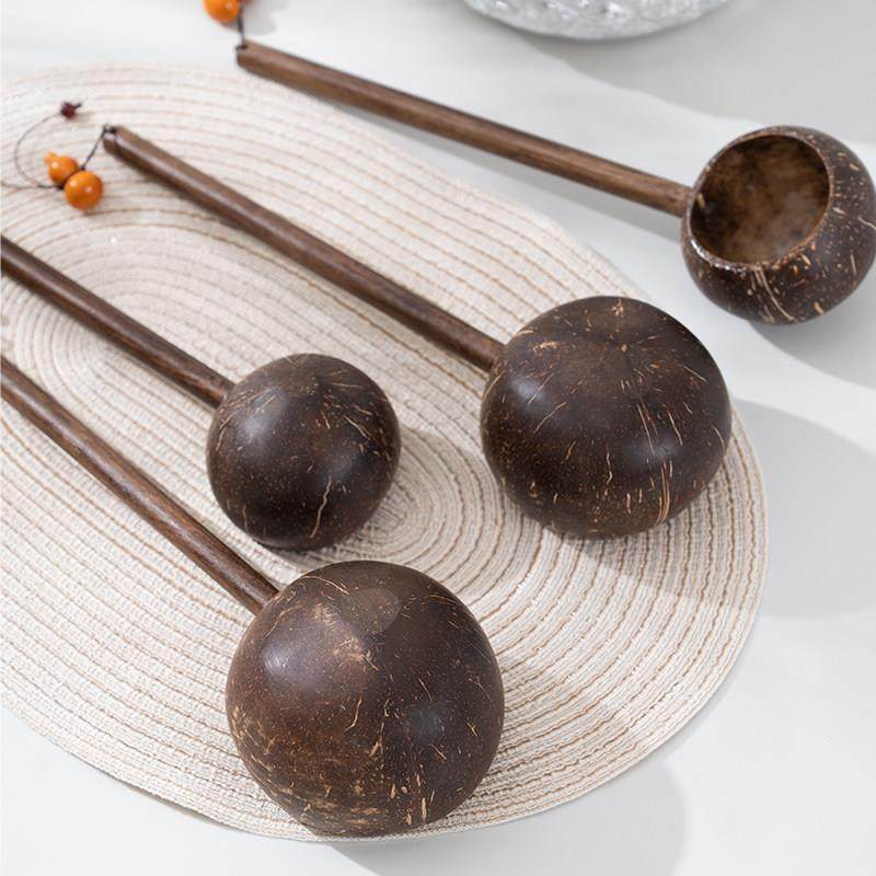 泰国特色实木椰子壳水舀创意水瓢长柄勺泡澡舀水浇花木瓢茶道容器,淘宝优惠券,粉丝福利购,淘宝优惠卷