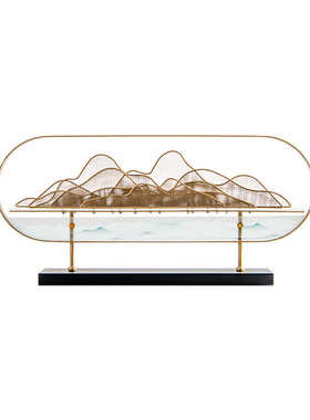 新中式工艺摆件金属亚克力客厅玄关酒柜博古架摆设样板间软装饰品