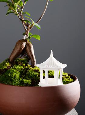 禅意陶瓷工艺品假山盆景微景观鱼缸造景流水器配件宝塔凉亭小摆件