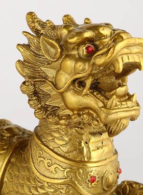 黄铜麒麟摆件戏珠麒麟一对家居工艺品麒麟摆件办公室礼品