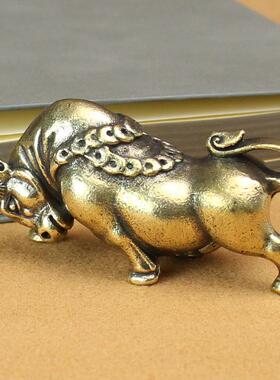 纯铜铜牛摆件纯铜牛气冲天铜器家居装饰客厅办公桌动物黄铜工艺品